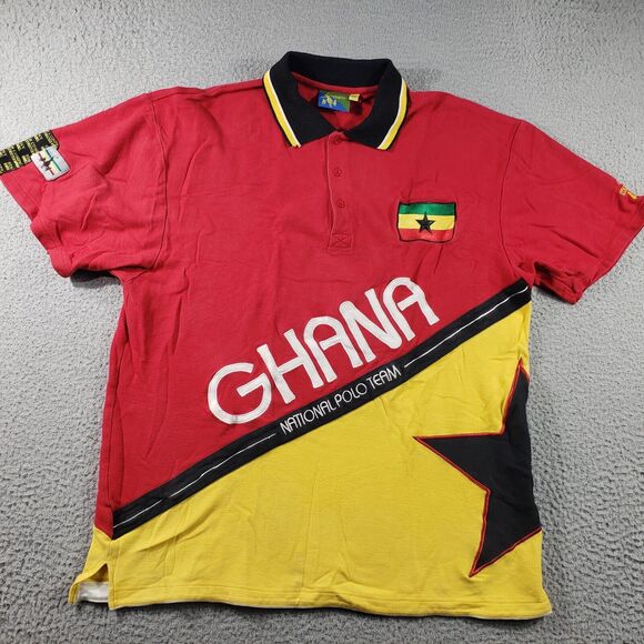 Star Company Shirt Men's XL Extra Large Red Ghana Polo Team Lake Volta World Cup - Picture 1 of 12